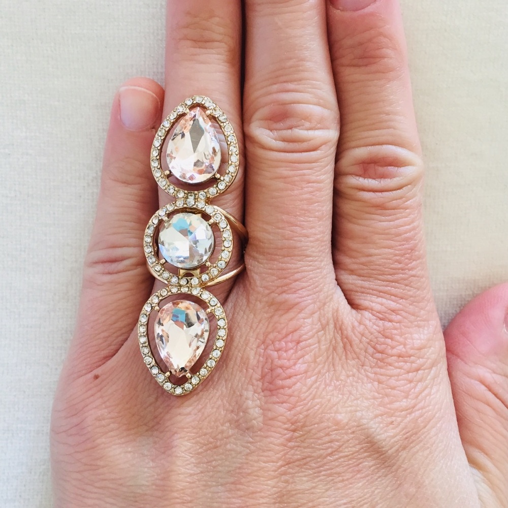 Rose Gold Rhinestone Fashion Jewelry Ring
